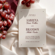 Retro Elegant Ivory & Burgundy Feierliche Hochzeit