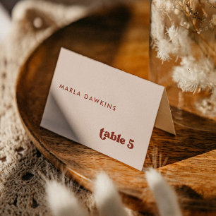 Retro élégant Peach Pink Mariage carte de place