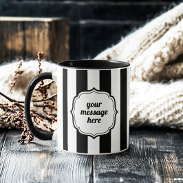Retro Elegant Personalized Black and White Stripe Tasse