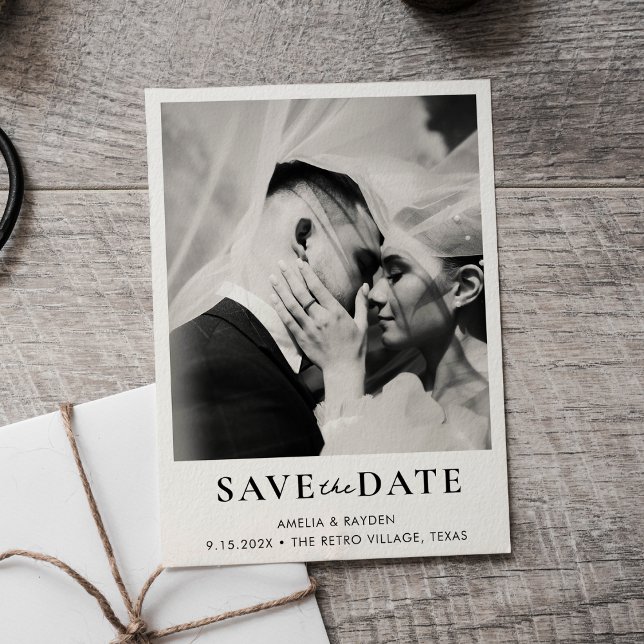 Retro Elegant Photo Wedding Save the date (Von Creator hochgeladen)