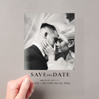 Retro Elegant Photo Wedding Save the date Acrylic Acryleinladungen