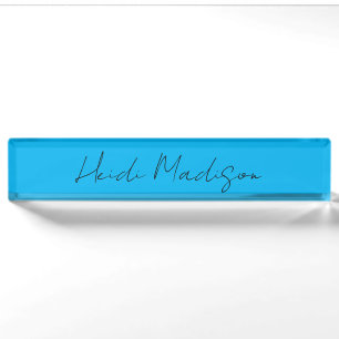 Retro Elegant Schlicht Simple Deep Blue Calligraph Namensplakette