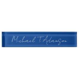 Retro Elegant Schlicht Simple Deep Blue Calligraph Namensplakette