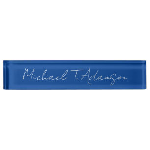 Retro Elegant Schlicht Simple Deep Blue Calligraph Namensplakette
