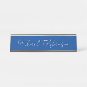 Retro Elegant Schlicht Simple Deep Blue Calligraph Schreibtischnamensplakette