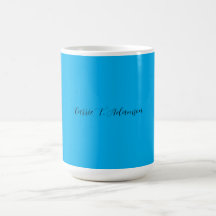 Retro Elegant Schlicht Sky Blue Calligraphy Name
