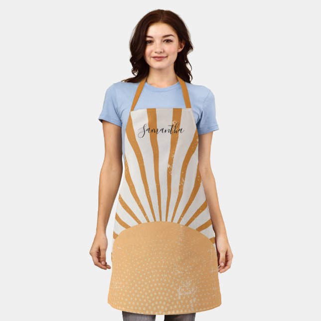 Retro Elegant Stylish Sun Burst Sunset Schürze (Getragen)