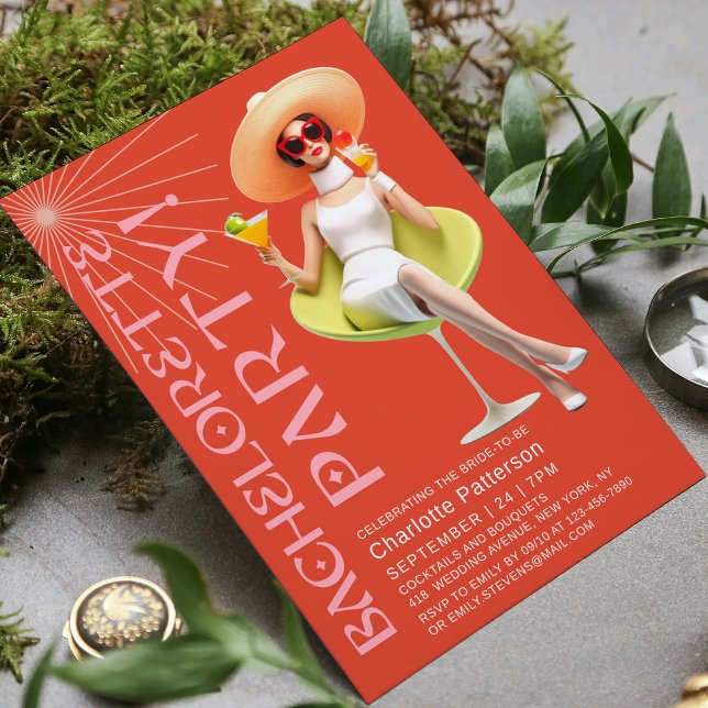Retro Elegante Cocktails Junggeselinnen-Abschied Einladung (Von Creator hochgeladen)