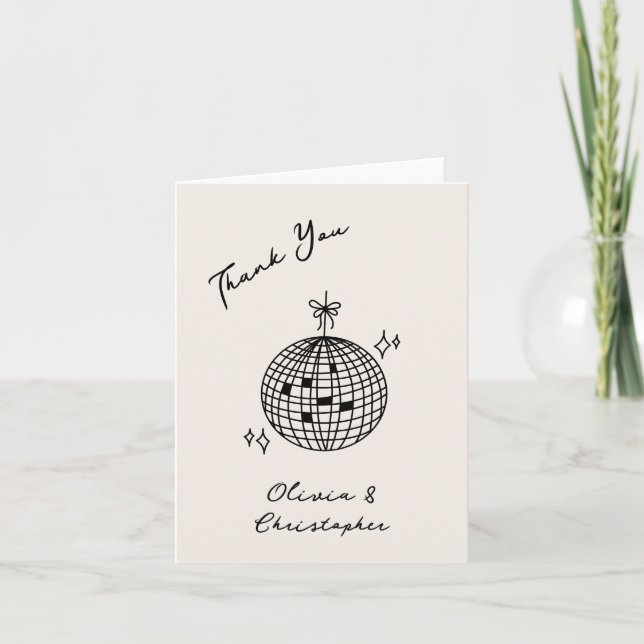Retro Elegante Disco Ball Coquette Vielen Dank Dankeskarte (Vorderseite)