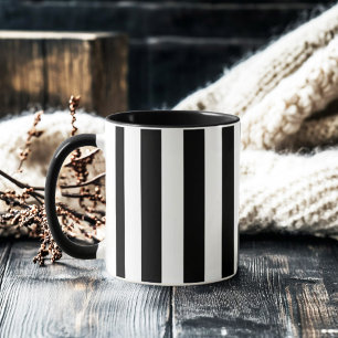 Retro elegante Schwarz-Weiß-Streifen Tasse
