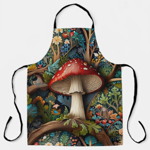 Retro eleganter bohemianischer Pilzwald Schürze
