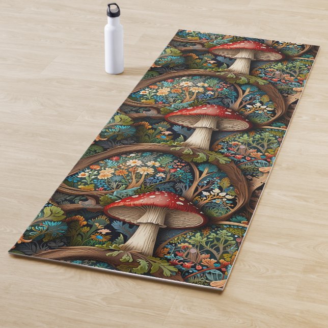 Retro-elegantes bohemisches Pilzwaldmuster Yogamatte (Beispiel)