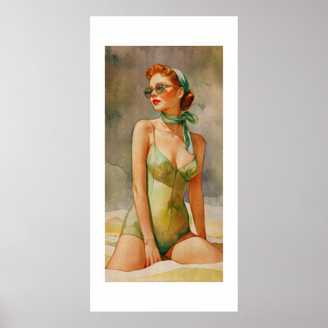 Retro-Eleganz: Strand Chic  Poster (Vorne)
