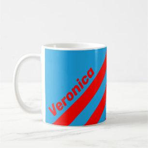 Retro Elektrisch Blau Rot Drei Streifen mit Namen Kaffeetasse