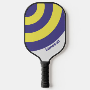 Retro Elektrisch Zitrone Traube Kreis Streifen mit Pickleball Schläger