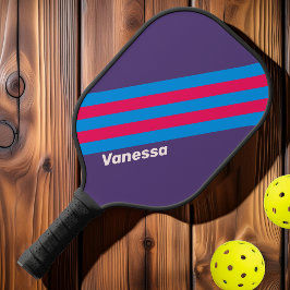 Retro Elektrische TraubenStreifen mit Namen Pickleball Schläger