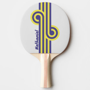 Retro-Elektro-Zitronen-Trauben-Schleife mit Namen Tischtennis Schläger