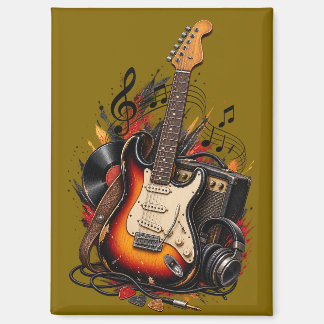 Retro-Elektrogitarre & -Verstärker Rockmusik Flexi Magnet