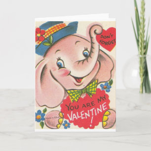 Retro Elephant Valentine's Day Card Feiertagskarte
