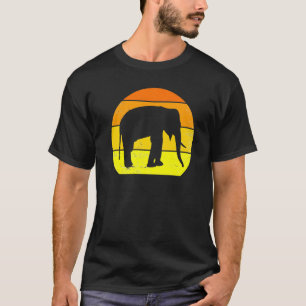 Retro Elephant Vintag Elephant Silhouette Zoo Ani T-Shirt