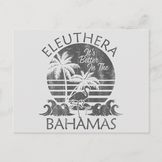 Retro Eleuthera Bahamas Postcard Aussichtskarte Postkarte (Vorderseite)