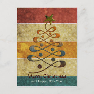 Retro Embossed Gradient Weihnachtsbaum Postkarte