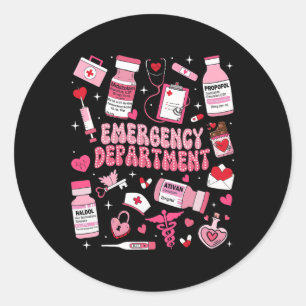 Retro Emergency Department Ed Er Nurse Valentines Runder Aufkleber