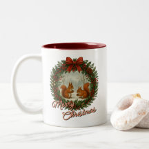Retro English Holiday Kranz mit Niedlichen Eichhör
