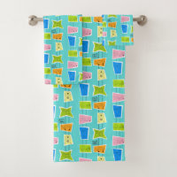 Rétro ensemble atomique de serviette de kitsch