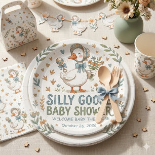Retro-Enten- & Gänseküken-Baby-Party Pappteller