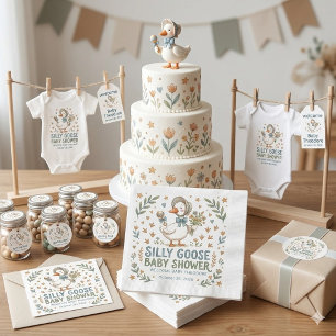Retro-Enten- und Gänschen-Baby-Shower-Einladung Serviette