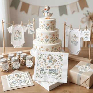 Retro-Enten- und Gänschen-Baby-Shower-Einladung Serviette