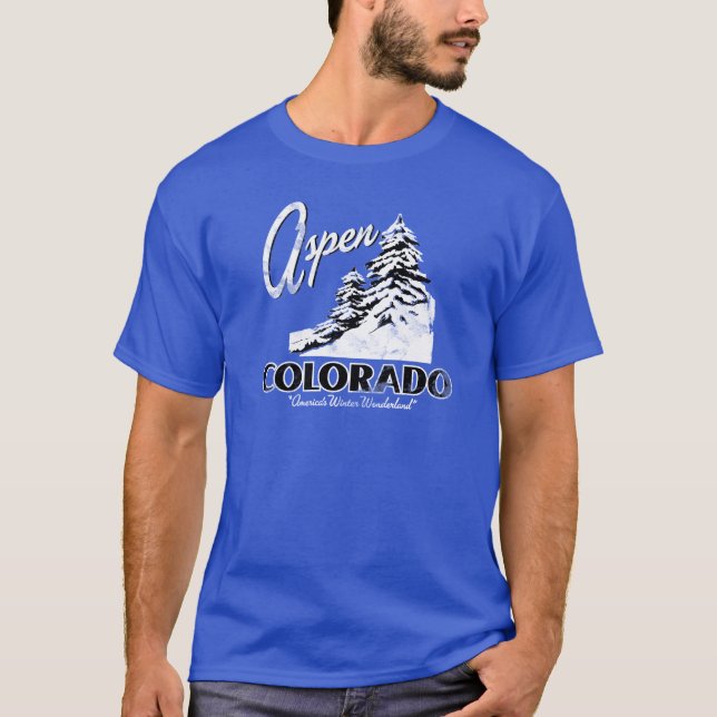Retro Entwurf Aspen Colorado USA T-Shirt (Vorderseite)