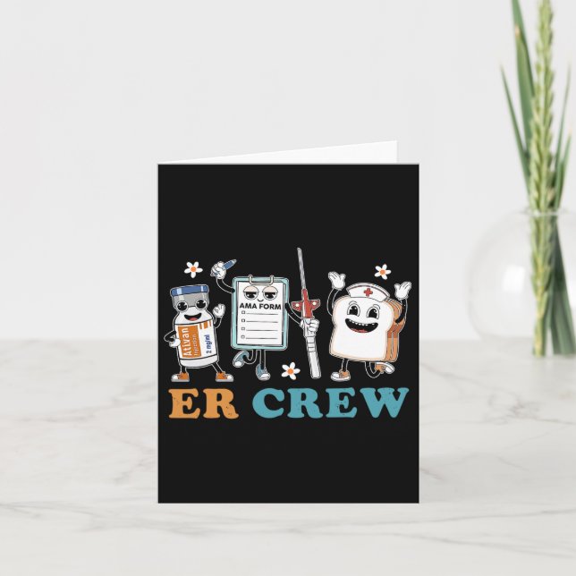 Retro Er Crew Emergency Room Funny Er Ed Nurse Tec Karte (Vorderseite)