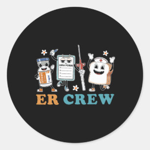 Retro Er Crew Emergency Room Funny Er Ed Nurse Tec Runder Aufkleber