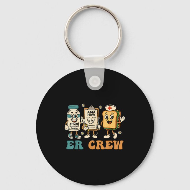Retro Er Crew Emergency Room Funny Er Ed Nurse Tec Schlüsselanhänger (Vorderseite)
