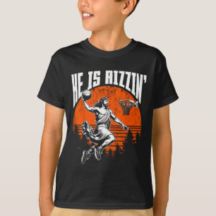 Retro Er Ist Rizzin' Jesus Skelett Spieler Liebhab T-Shirt