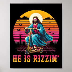 Retro Er ist Rizzin lustig Jesus hat Rizzen Ostero Poster