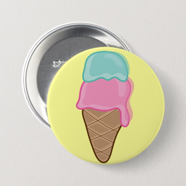 Retro Erdbeer-und Minzen-Eiscreme-Knopf Button (Vorne & Hinten)