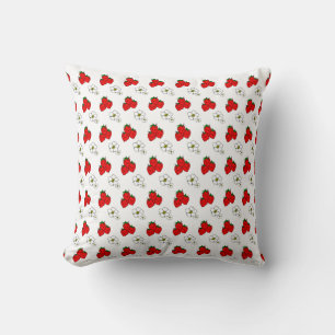 Retro-Erdbeeren und Blumen Wurfkissen Kissen