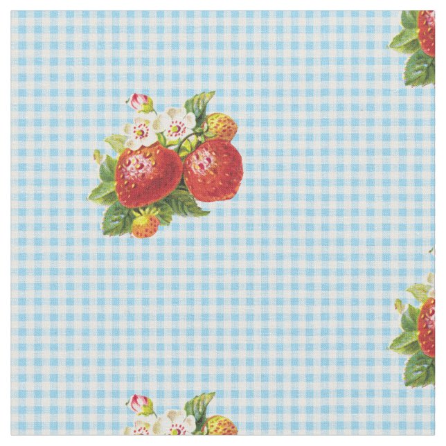 Retro Erdbeergingham-Muster Stoff (Nahaufnahme)