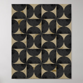Retro-Erdfarbene geometrische Halbmond Poster