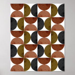 Retro-Erdfarbton-Geometrie-Halbmond Poster