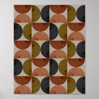 Retro-Erdfarbton-Geometrie-Halbmond Poster