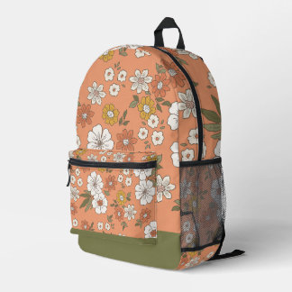 Retro-Erdige Botanische Blumengroßschreibtischmatt Bedruckter Rucksack