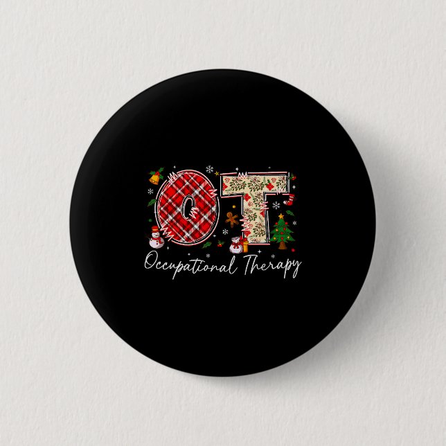 Retro Ergotherapie Santa Weihnachten Ergotherapie  Button (Vorderseite)