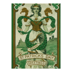 Retro - Erin Go Braugh. St. Patricks Tag Grüße Poster