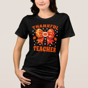 Retro Erntedank Lehrerin Coquette Bow Tri-Blend Shirt