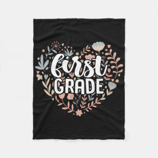 Retro Erste Klasse Florales Herz Ck Zur Schule Leh Fleecedecke