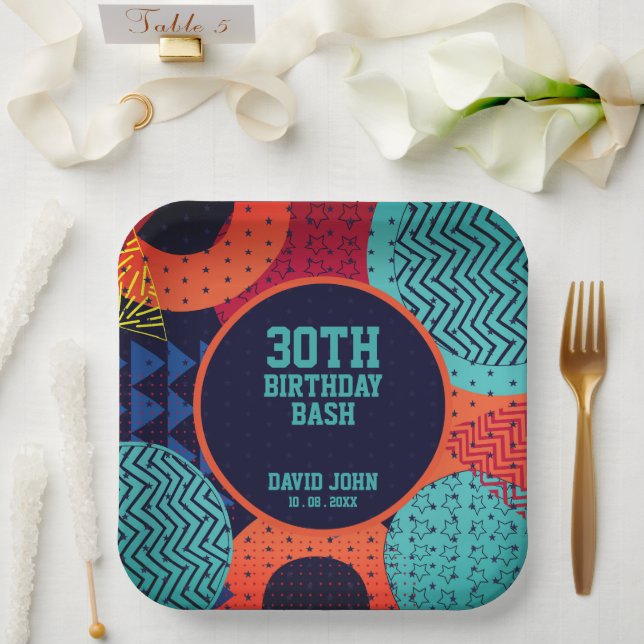 Retro Erwachsene 1080er Jahre Geburtstag Pappteller (Hochzeit)